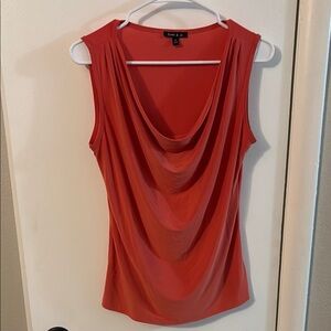 Sami & Jo Women's Vibrant Coral Drape Neck Blouse